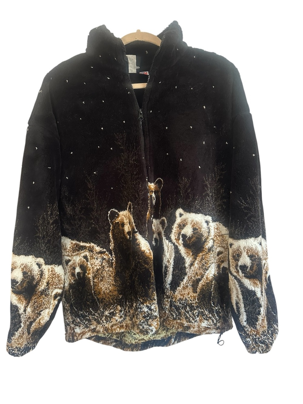 Vintage Mazmania USA made grizzly bear fleece zip up jacket large